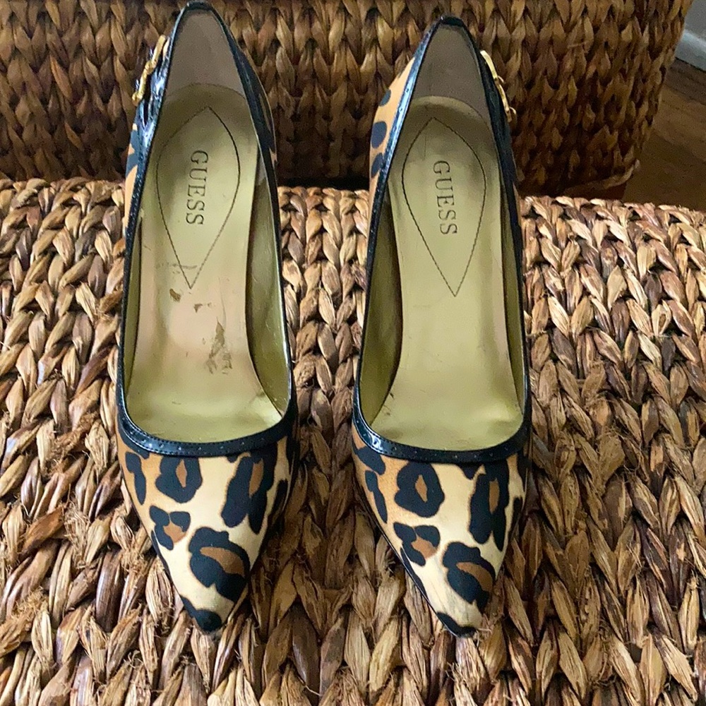 Guess leopard print high heels